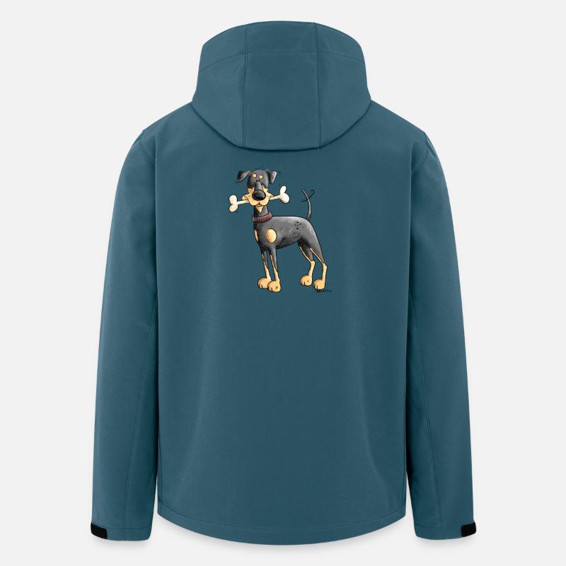 Dobermann Oder Pinscher mit Knochen - Recycelte Männer Softshell-Jacke von Stanley/Stella - Dunkles Petrol