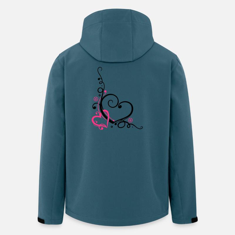 Zwei Herzen mit Blumen, verliebt - Recycelte Männer Softshell-Jacke von Stanley/Stella - Dunkles Petrol