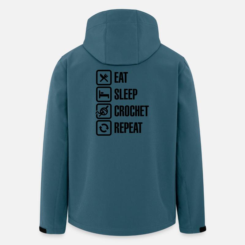 Eat Sleep Crochet Repeat - Veste softshell homme en polyester recyclé Stanley/Stella - bleu pétrole foncé