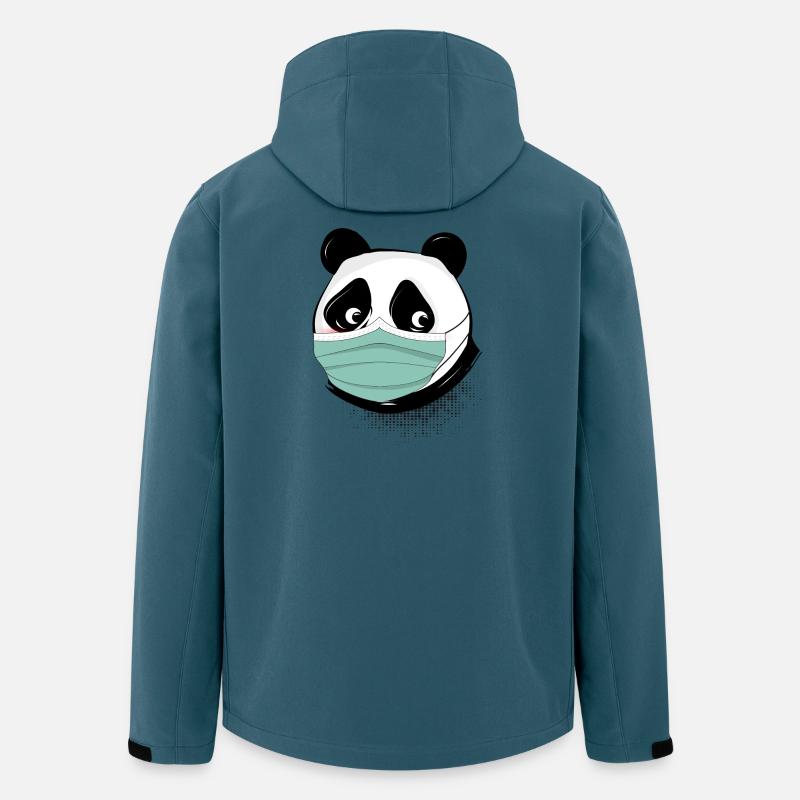 Ours panda avec masque masque - Veste softshell homme en polyester recyclé Stanley/Stella - bleu pétrole foncé