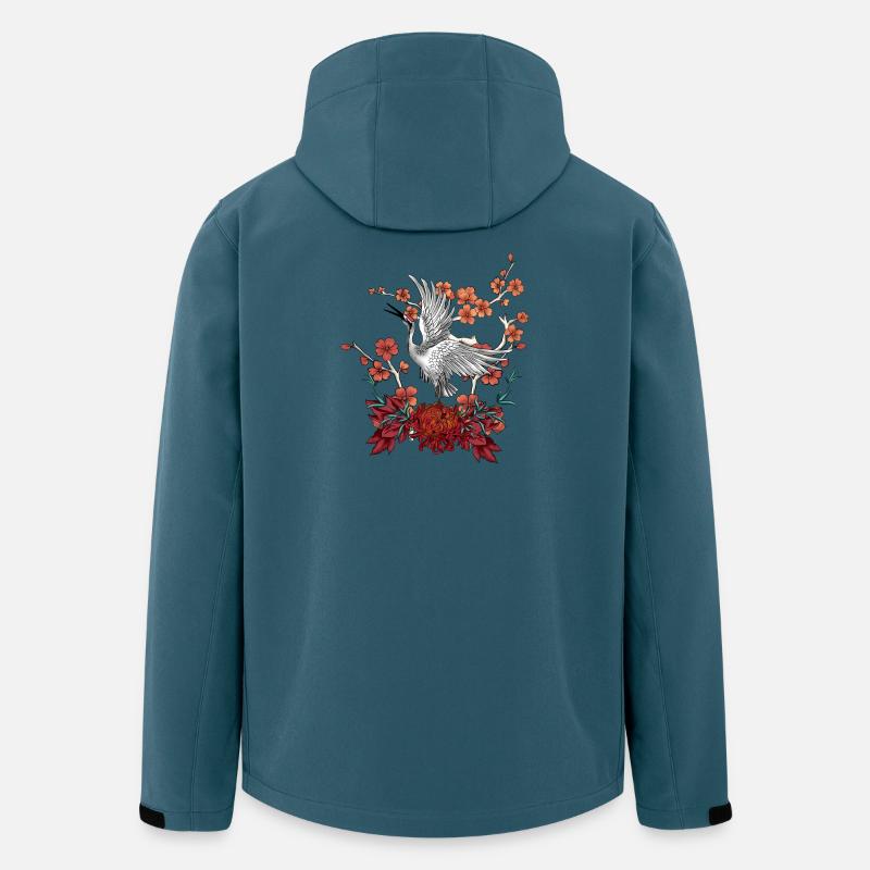 Belle grue avec des fleurs - Veste softshell homme en polyester recyclé Stanley/Stella - bleu pétrole foncé