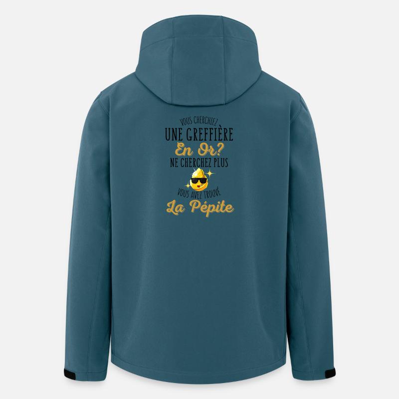 Vous Cherchiez une Greffière en Or? - Humour - Veste softshell homme en polyester recyclé Stanley/Stella - bleu pétrole foncé