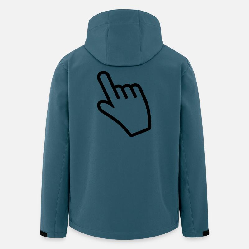 Main pointant quelque chose avec l’index - Veste softshell homme en polyester recyclé Stanley/Stella - bleu pétrole foncé