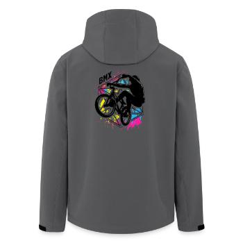 Buntes Bmx | Bmx Fahrrad Farbenfreudig | Bmx Rad - Recycelte Männer Softshell-Jacke von Stanley/Stella - Dunkles Petrol - Hinten - AI Model Male 185 light (185cm)