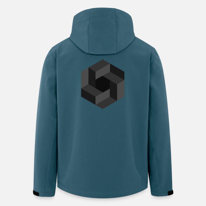 Abstraktes Geometrisches Muster in Graustufen - Recycelte Männer Softshell-Jacke von Stanley/Stella - Dunkles Petrol