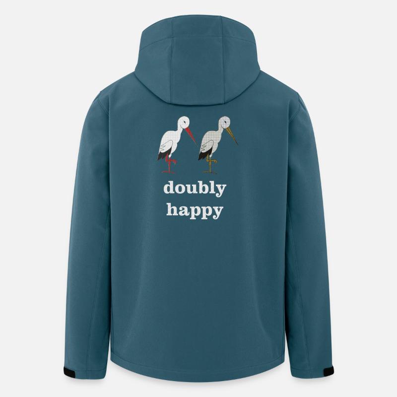 cigogne doublement heureuse - Veste softshell homme en polyester recyclé Stanley/Stella - bleu pétrole foncé