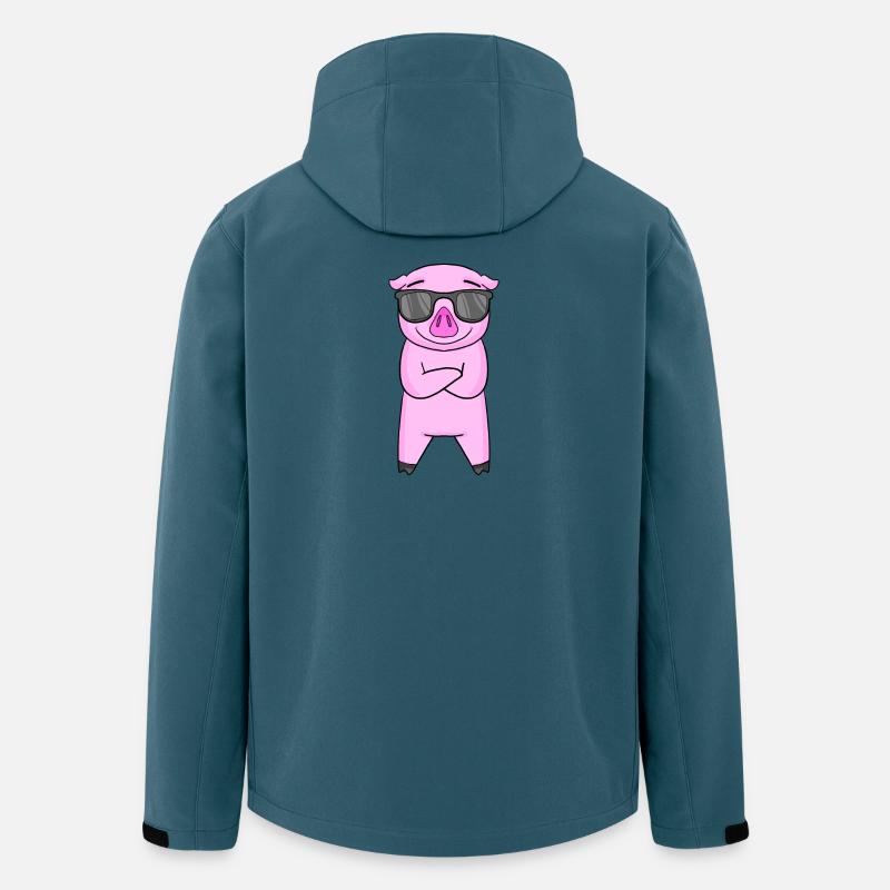 Schwein mit Sonnenbrille - Recycelte Männer Softshell-Jacke von Stanley/Stella - Dunkles Petrol