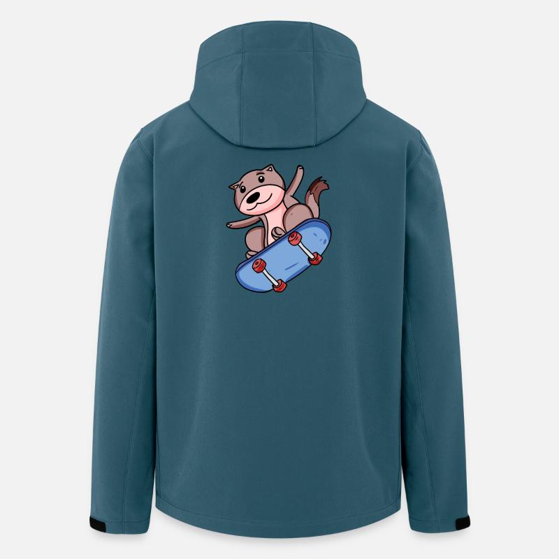 Wiesel als Skater mit Skateboard - Recycelte Männer Softshell-Jacke von Stanley/Stella - Dunkles Petrol