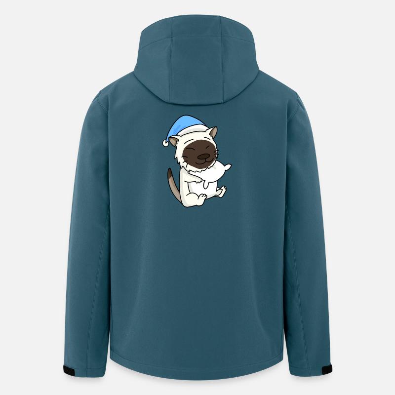 Chat race de chat Birmanie - Veste softshell homme en polyester recyclé Stanley/Stella - bleu pétrole foncé