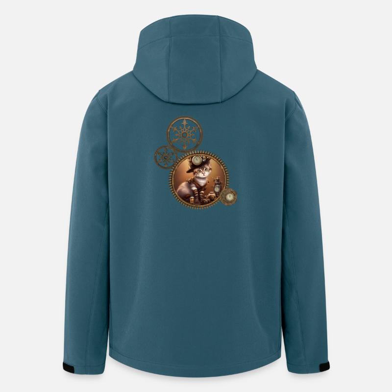Kleines Steampunk-Kätzchen - Recycelte Männer Softshell-Jacke von Stanley/Stella - Dunkles Petrol