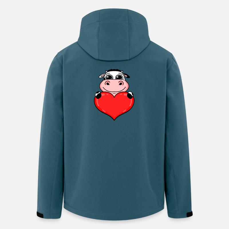 Kuh mit Herz - Liebe Romantisch - Recycelte Männer Softshell-Jacke von Stanley/Stella - Dunkles Petrol