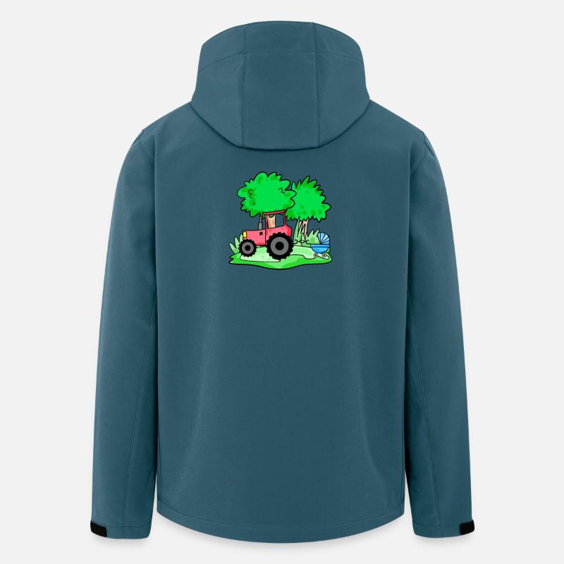 Tracteur avec chariot bébé - Veste softshell homme en polyester recyclé Stanley/Stella - bleu pétrole foncé