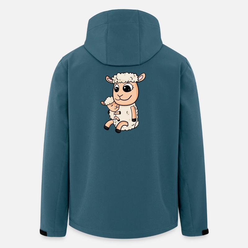 Moutons avec bébé moutons - Veste softshell homme en polyester recyclé Stanley/Stella - bleu pétrole foncé