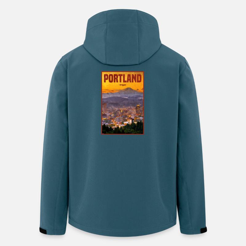 Portland Skyline im Abendlicht - Recycelte Männer Softshell-Jacke von Stanley/Stella - Dunkles Petrol