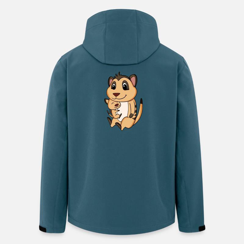 Grossesse familiale - suricate avec bébé - Veste softshell homme en polyester recyclé Stanley/Stella - bleu pétrole foncé