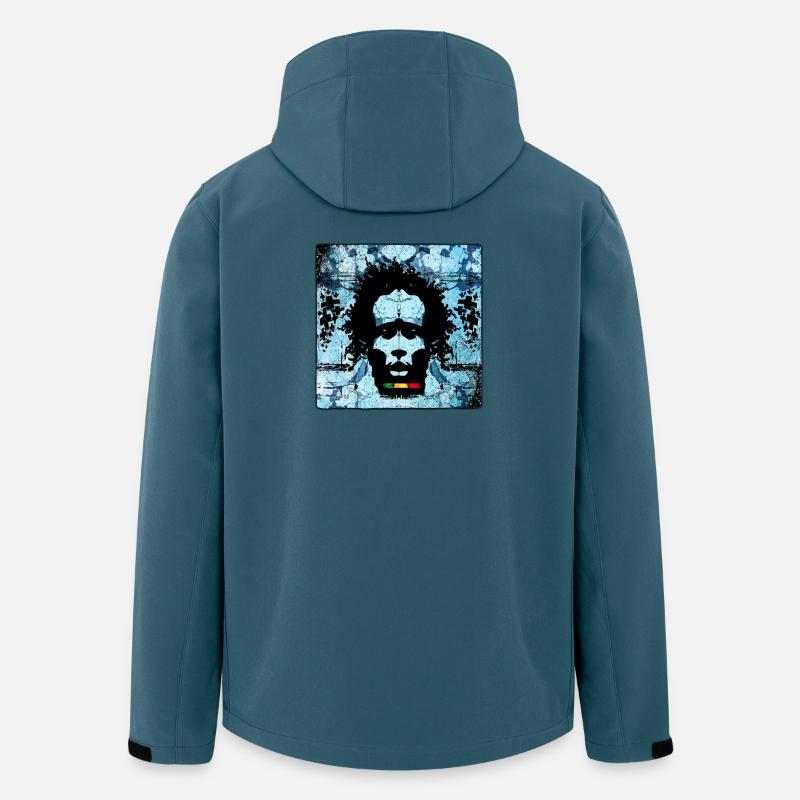 Portrait d’homme reggae avec style graffiti - Veste softshell homme en polyester recyclé Stanley/Stella - bleu pétrole foncé