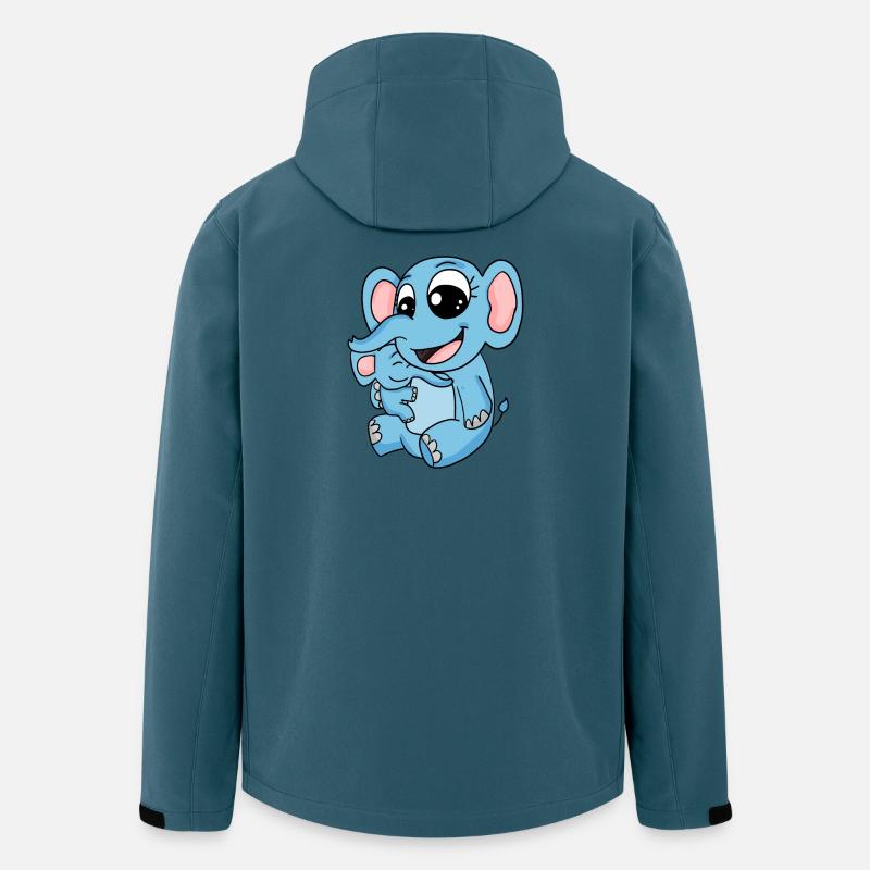 Famille - Eléphant avec bébé éléphant - Veste softshell homme en polyester recyclé Stanley/Stella - bleu pétrole foncé