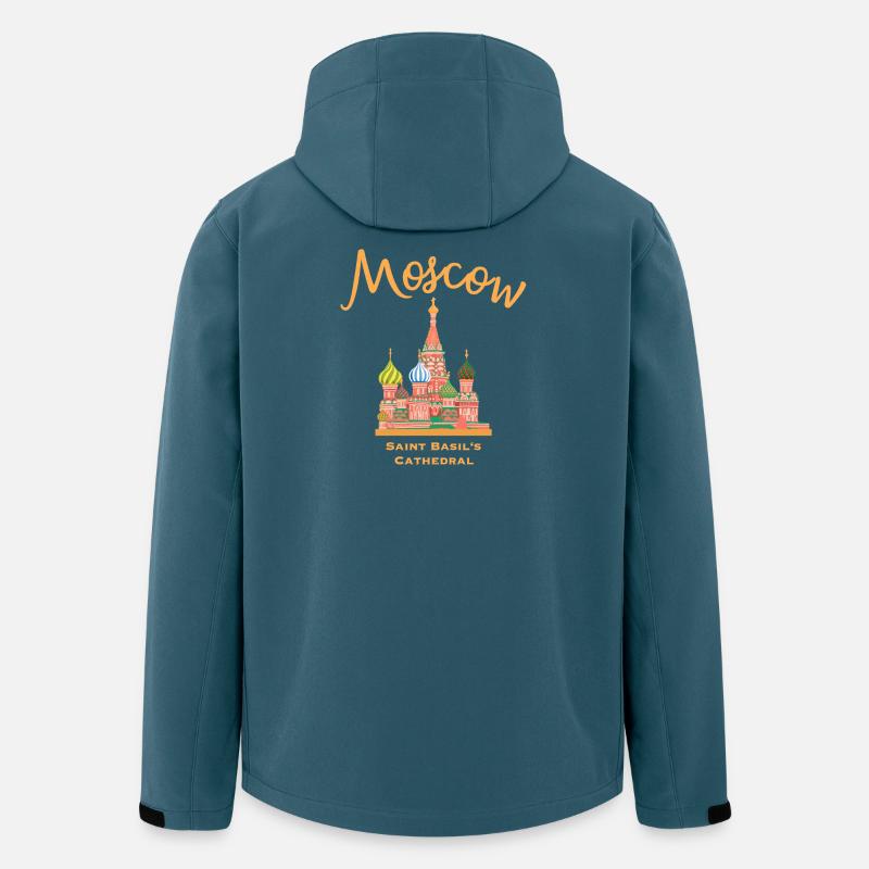 Moscou, cathédrale Saint-Basile, dessin marquant - Veste softshell homme en polyester recyclé Stanley/Stella - bleu pétrole foncé