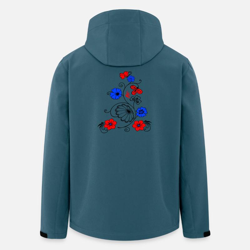 Fleur vigne avec papillon - Veste softshell homme en polyester recyclé Stanley/Stella - bleu pétrole foncé