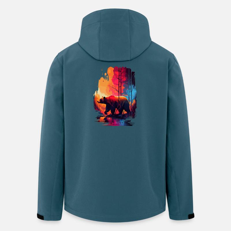 Bär im Wald bunt - Recycelte Männer Softshell-Jacke von Stanley/Stella - Dunkles Petrol