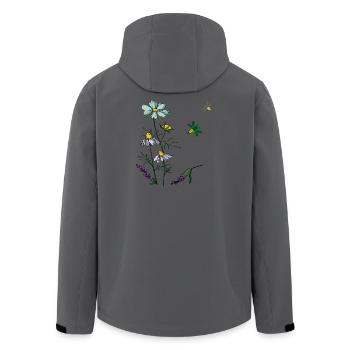 Kräuter, Kamille, Bienen - Recycelte Männer Softshell-Jacke von Stanley/Stella - Dunkles Petrol - Hinten - AI Model Male 185 light (185cm)