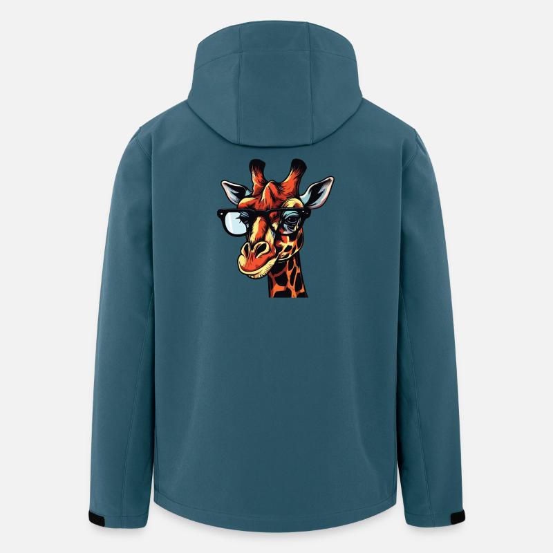 Dessin animé Bande dessinée Girafe Design - Veste softshell homme en polyester recyclé Stanley/Stella - bleu pétrole foncé