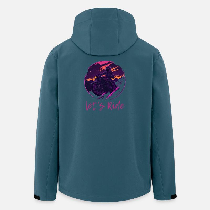 Let's Ride Synthwave Motorradfahrer - Recycelte Männer Softshell-Jacke von Stanley/Stella - Dunkles Petrol