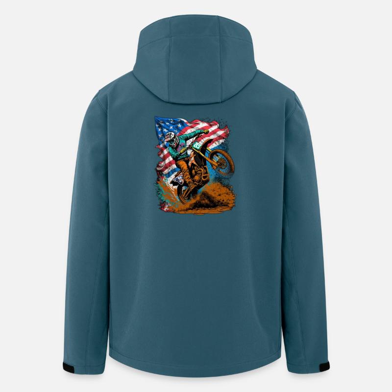Motocross Action mit US-Flagge - Recycelte Männer Softshell-Jacke von Stanley/Stella - Dunkles Petrol