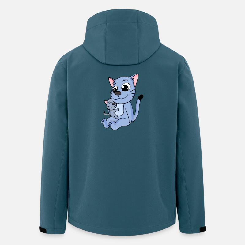 Famille de chats - Chat avec bébé - Veste softshell homme en polyester recyclé Stanley/Stella - bleu pétrole foncé