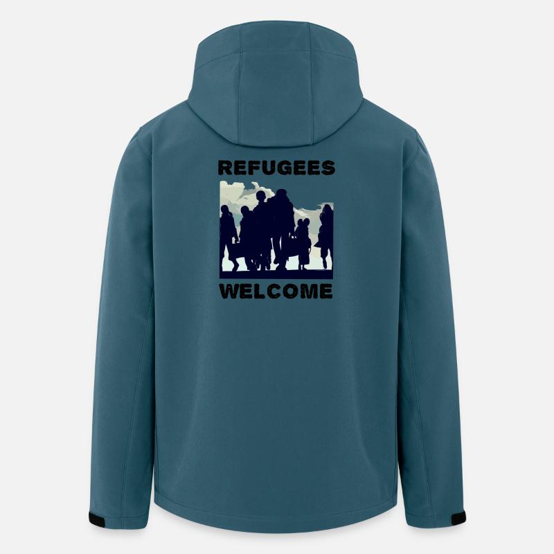 Les réfugiés accueillent la solidarité - Veste softshell homme en polyester recyclé Stanley/Stella - bleu pétrole foncé