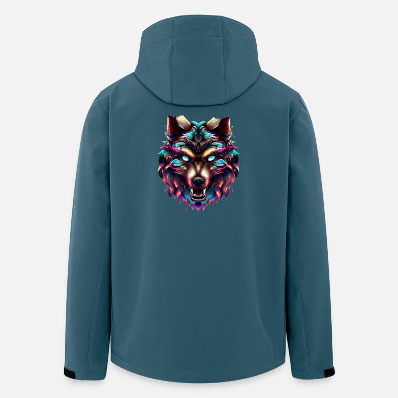 Wolfskopf Synthwave Wolf - Recycelte Männer Softshell-Jacke von Stanley/Stella - Dunkles Petrol
