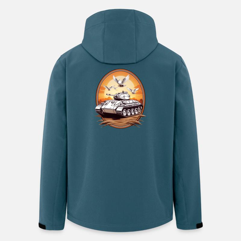 Chars avec colombes de la paix - Veste softshell homme en polyester recyclé Stanley/Stella - bleu pétrole foncé