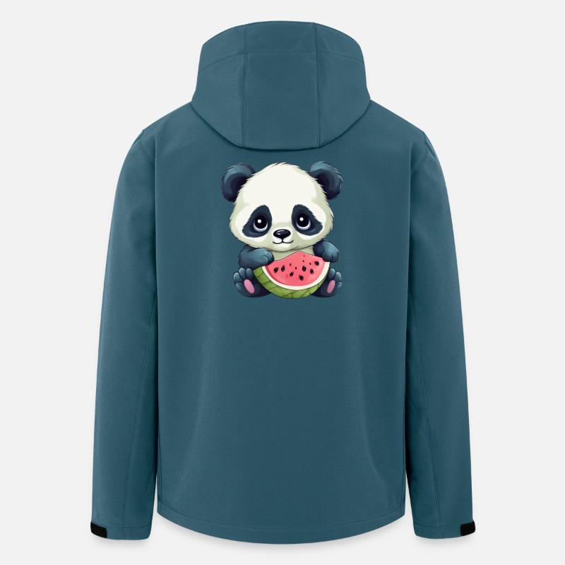 Süßes Panda mit Wassermelone - Recycelte Männer Softshell-Jacke von Stanley/Stella - Dunkles Petrol