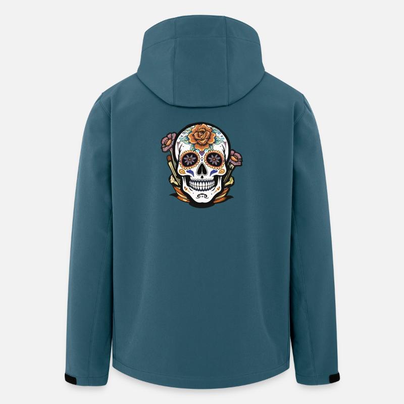 Blumen Zucker Schädel Tattoo Design - Recycelte Männer Softshell-Jacke von Stanley/Stella - Dunkles Petrol