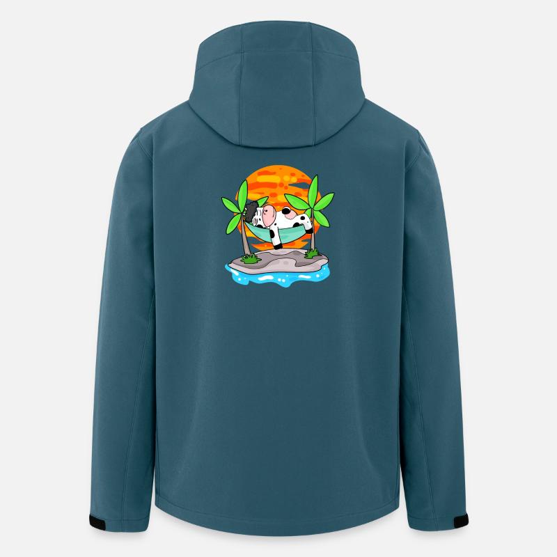 Vache sur la plage - Veste softshell homme en polyester recyclé Stanley/Stella - bleu pétrole foncé