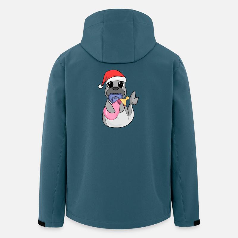 Bébé Lion de mer Noël - Veste softshell homme en polyester recyclé Stanley/Stella - bleu pétrole foncé