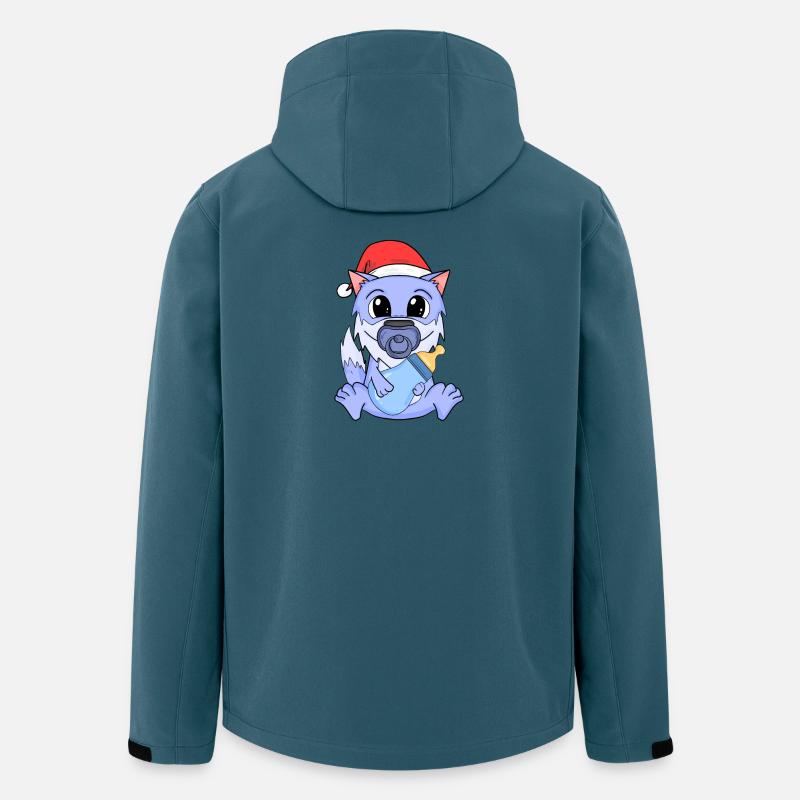 Bébé loup Noël - Veste softshell homme en polyester recyclé Stanley/Stella - bleu pétrole foncé