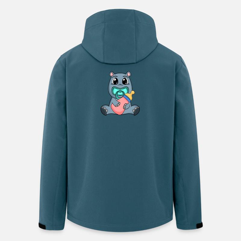 Baby Nilpferd Motiv - Recycelte Männer Softshell-Jacke von Stanley/Stella - Dunkles Petrol