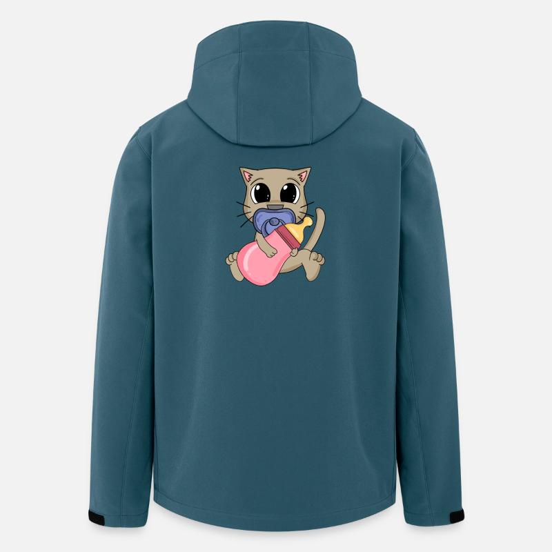 Motif de bébé chat - Veste softshell homme en polyester recyclé Stanley/Stella - bleu pétrole foncé