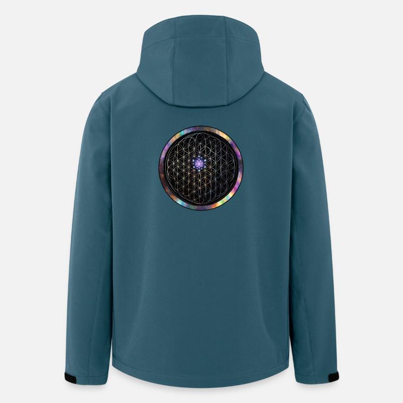 Blume der Leben Kosmos Kreis - Recycelte Männer Softshell-Jacke von Stanley/Stella - Dunkles Petrol