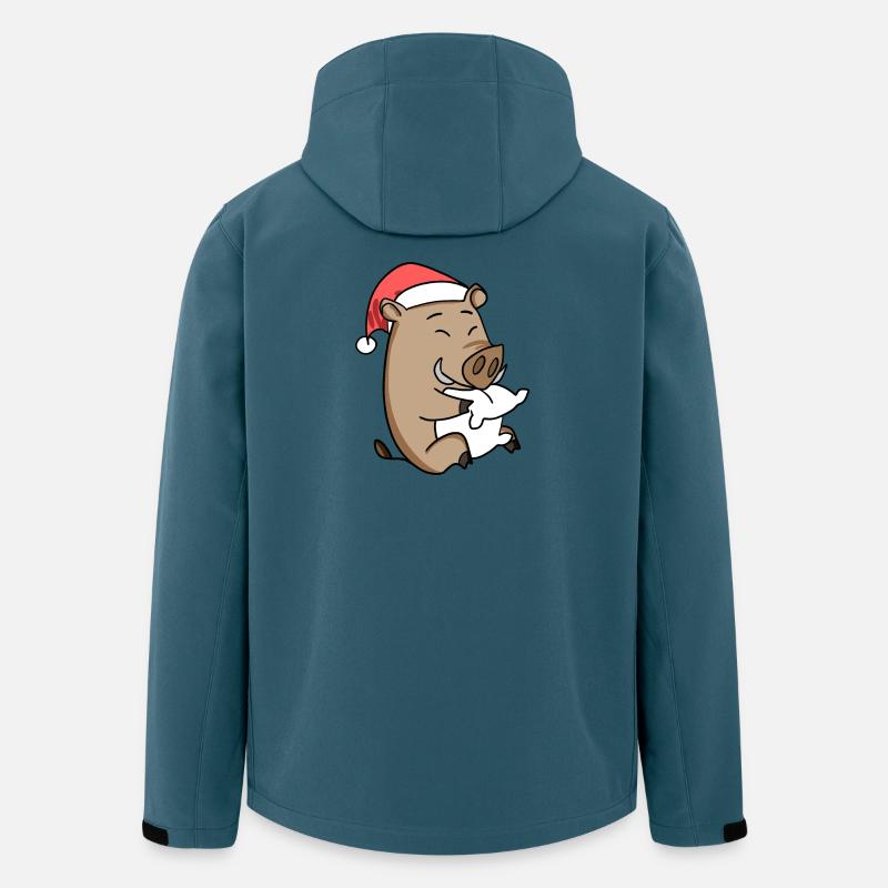 Sanglier Cochon de Noël - Veste softshell homme en polyester recyclé Stanley/Stella - bleu pétrole foncé