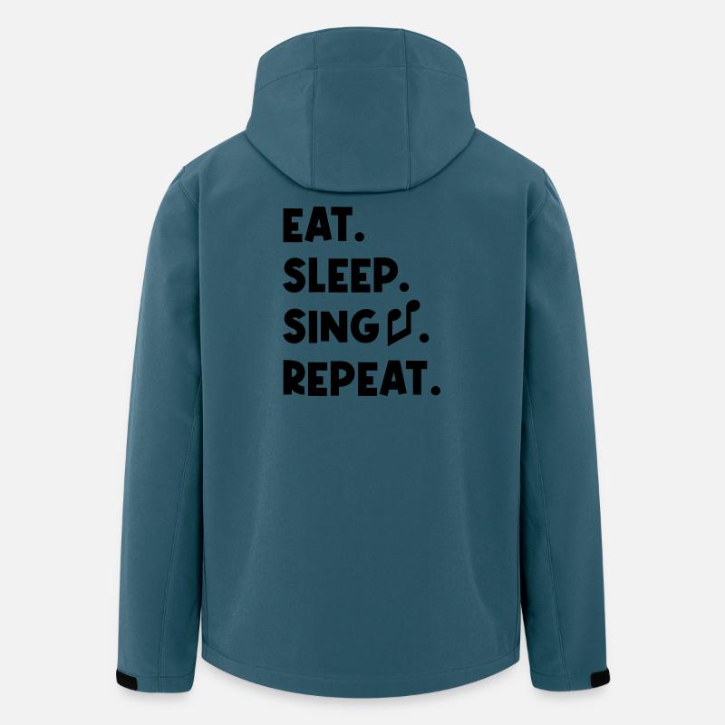 Manger, dormir, chanter, répéter - Veste softshell homme en polyester recyclé Stanley/Stella - bleu pétrole foncé