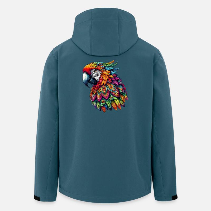 Papagei mit Mandalas verziert - Recycelte Männer Softshell-Jacke von Stanley/Stella - Dunkles Petrol