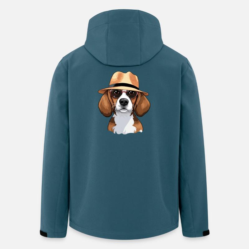 cavalier king charles, beagle, chien - Veste softshell homme en polyester recyclé Stanley/Stella - bleu pétrole foncé