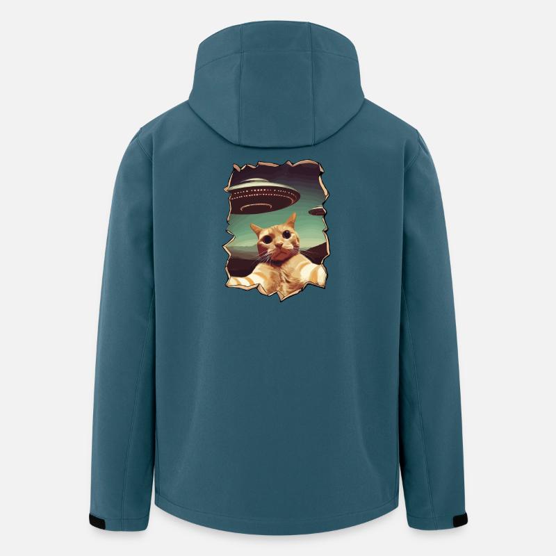 Lustiger ausgeschnittener Katzen-Selfie-UFO-3D-Effekt - Recycelte Männer Softshell-Jacke von Stanley/Stella - Dunkles Petrol