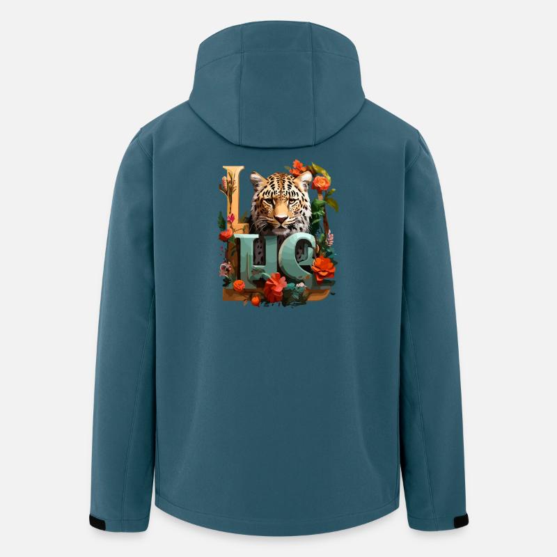 Tiger und Blumen Liebe - Recycelte Männer Softshell-Jacke von Stanley/Stella - Dunkles Petrol