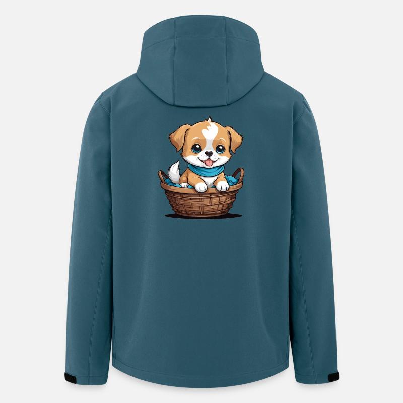 Süßer Hund im Hundekörbchen - Recycelte Männer Softshell-Jacke von Stanley/Stella - Dunkles Petrol