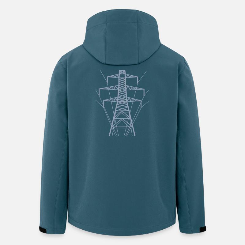 Weiße Strommast-Silhouette - Recycelte Männer Softshell-Jacke von Stanley/Stella - Dunkles Petrol