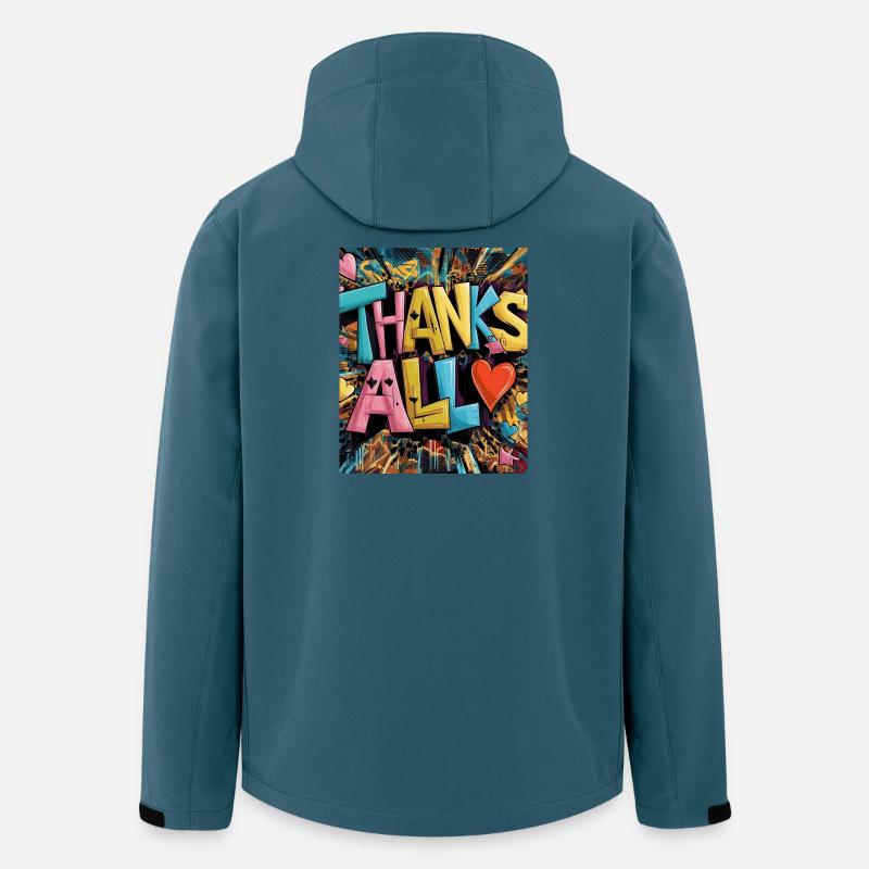 Graffiti-Stil Dankeschön-Herz-Design - Recycelte Männer Softshell-Jacke von Stanley/Stella - Dunkles Petrol