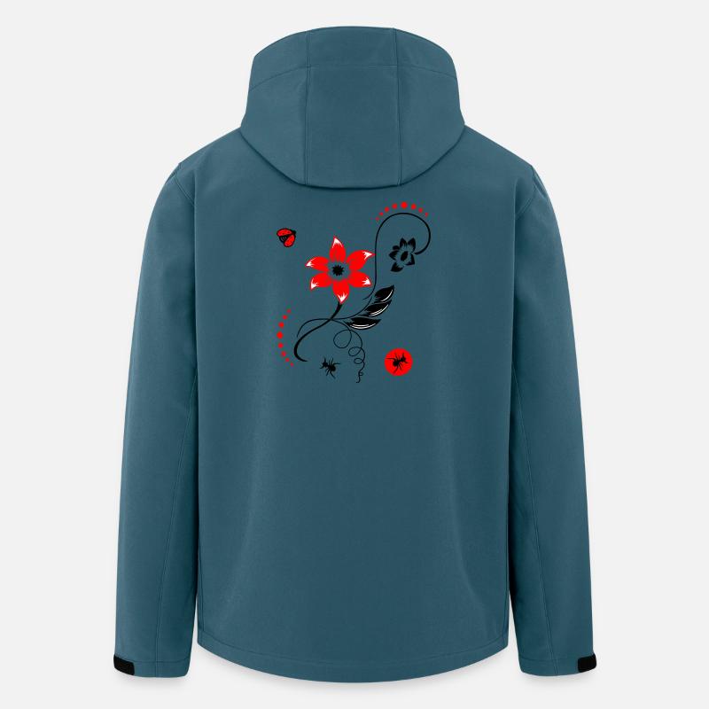 Sommerblume mit Marienkäfer und Ameisen - Recycelte Männer Softshell-Jacke von Stanley/Stella - Dunkles Petrol